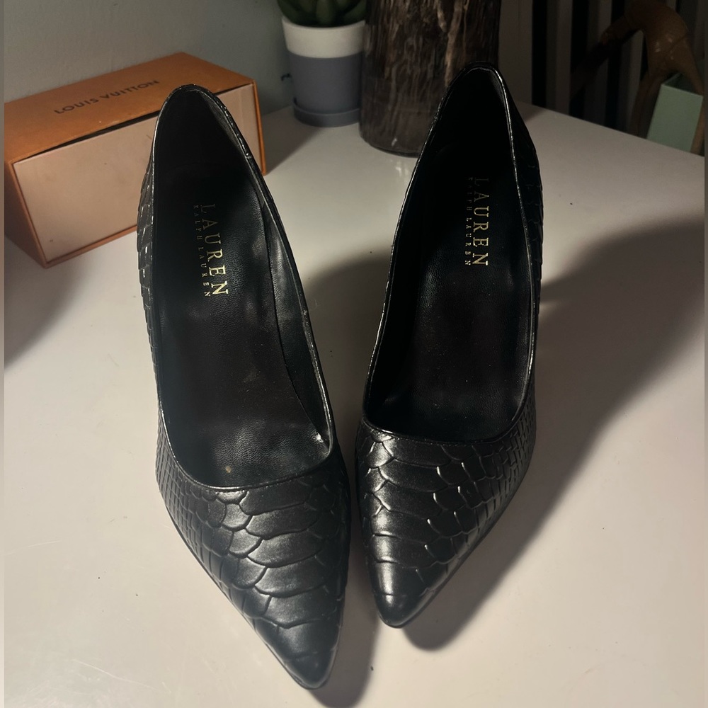 Ralph Lauren Faux Snakeskin Pumps